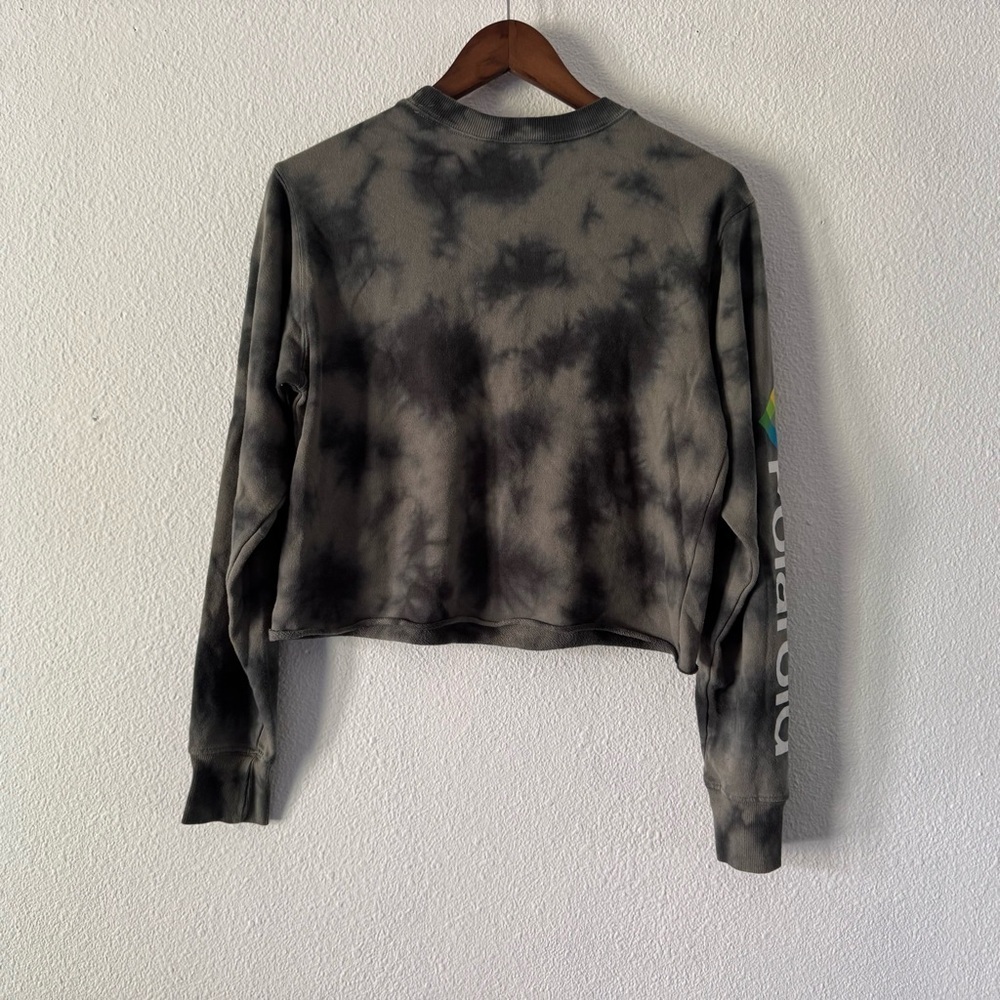 Polaroid Tie-Dye Crop Sweatshirt Floral Vintage Photo Print Oversized Small - Picture 8 of 10